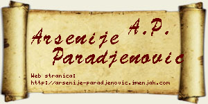 Arsenije Parađenović vizit kartica
